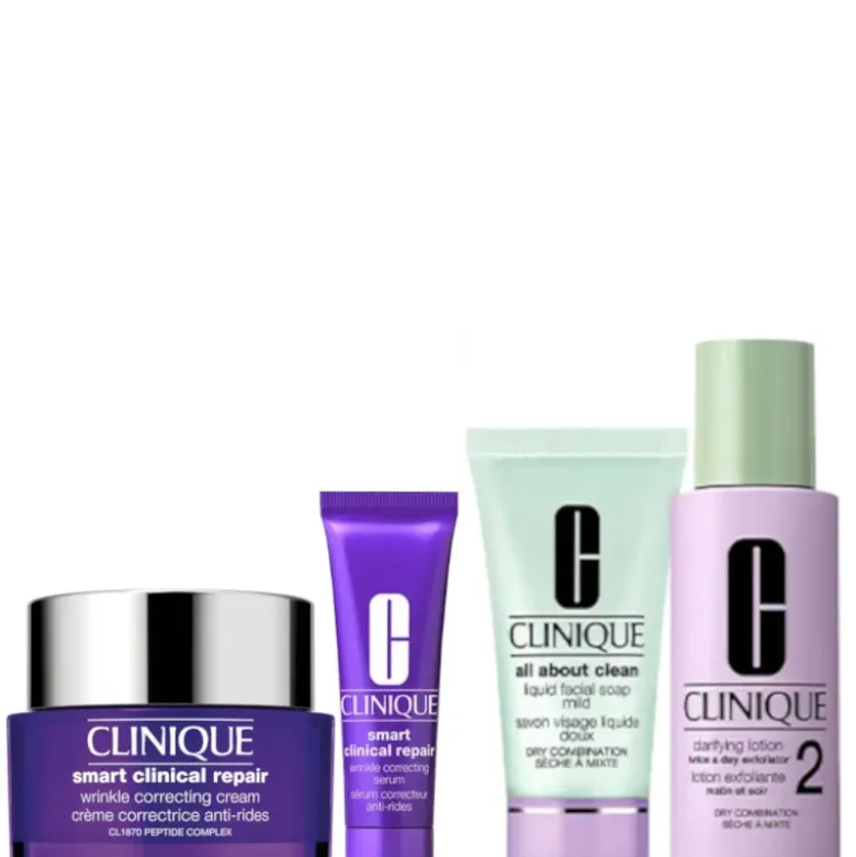 Clinique Smart Clinical Repair Wrinkle Correcting Cream Confezione 50 ML Crema Viso Giorno + 10 ML Siero Viso + 30 ML Sapone Liquido Viso + 30 ML Lozione Esfoliante Viso