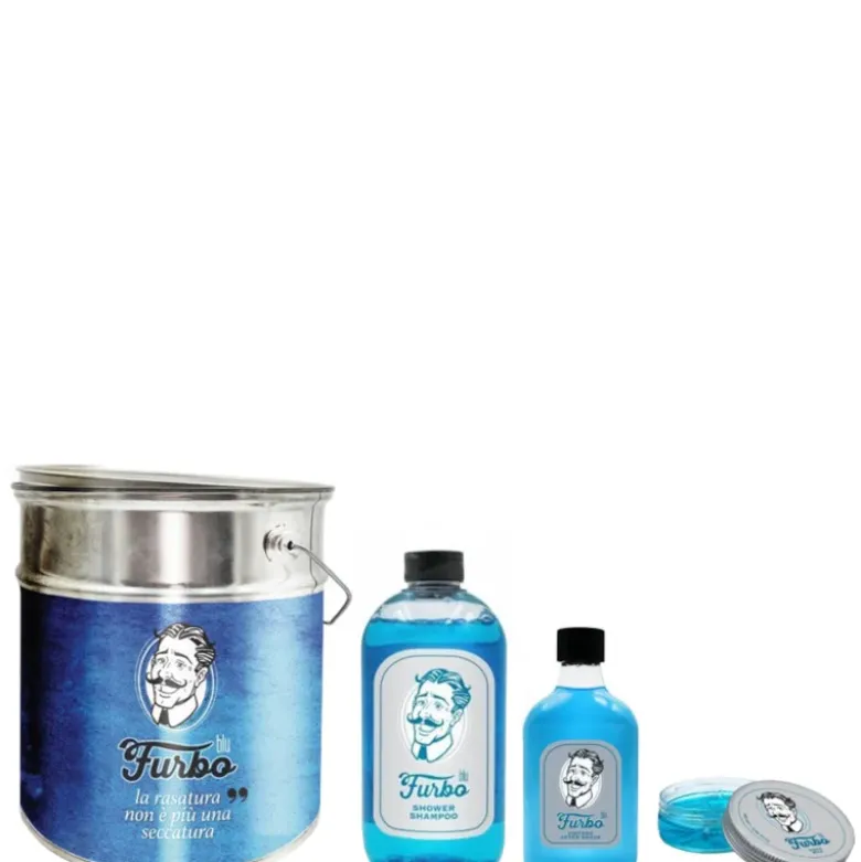 Furbo Blu After Shave + Shower Shampoo + AQUA WAX Cera per Capelli Confezione 200 ML Lozione Dopo Barba + 500 ML Gel Doccia e Shampoo + 100 ML Gel Capelli
