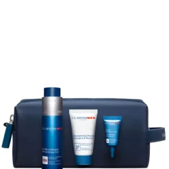 Gel Revitalisant - Gel Viso Rivitalizzante - ClarinsMen Confezione 50 ML Gel Viso + 30 ML Gel Doccia + Siero Occhi