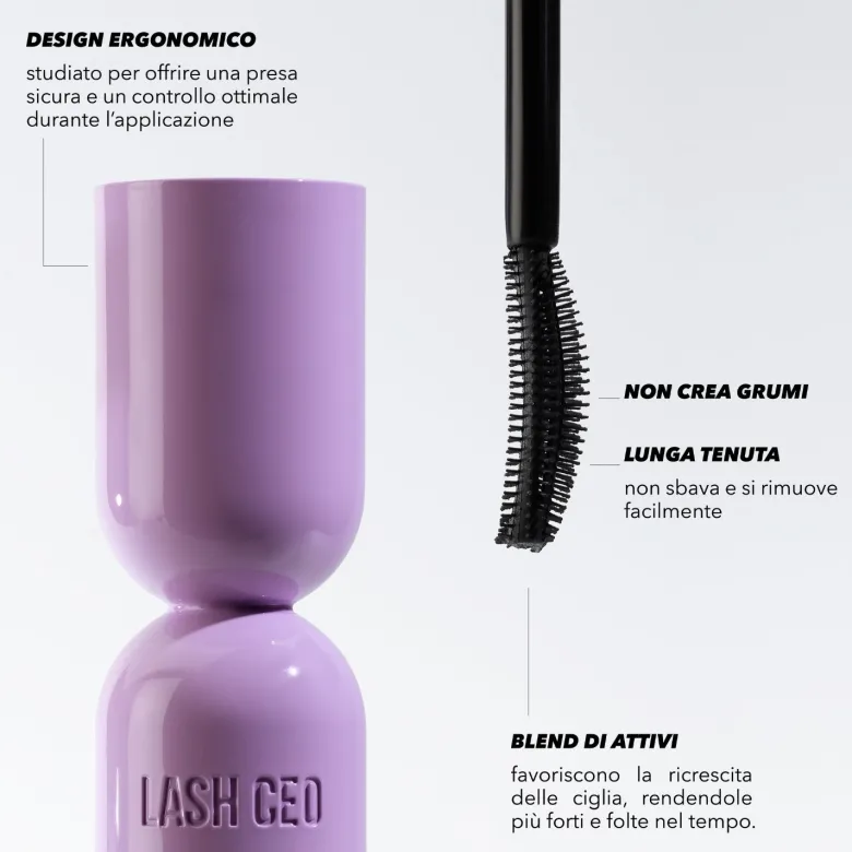 Mulac Lash Ceo Mascara 3 in 1 Volumizzante, Allungante e Incurvante