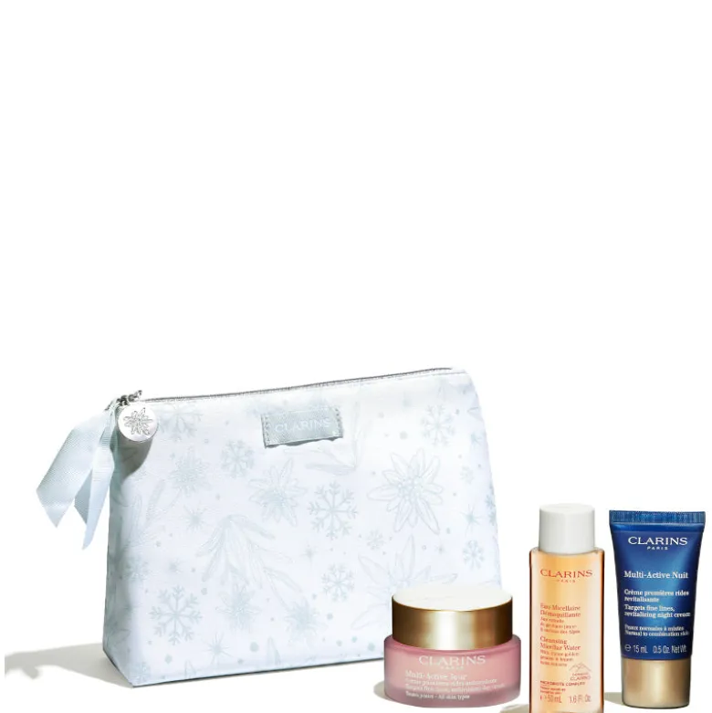 Multi-Active Jour - Tutti i tipi di Pelle Confezione 50 ML Crema Viso Giorno + 15 ML Crema Viso Notte + 50 ML Acqua Micellare + Beauty Clarins
